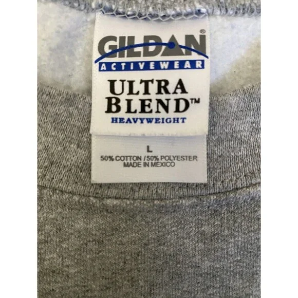 Singer University Crewneck Sweatshirt‎ Mens Large Grey Vintage Casual Gildan - Picture 9 of 14